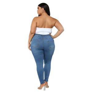Plus size XL-5XL women's ripped jeans