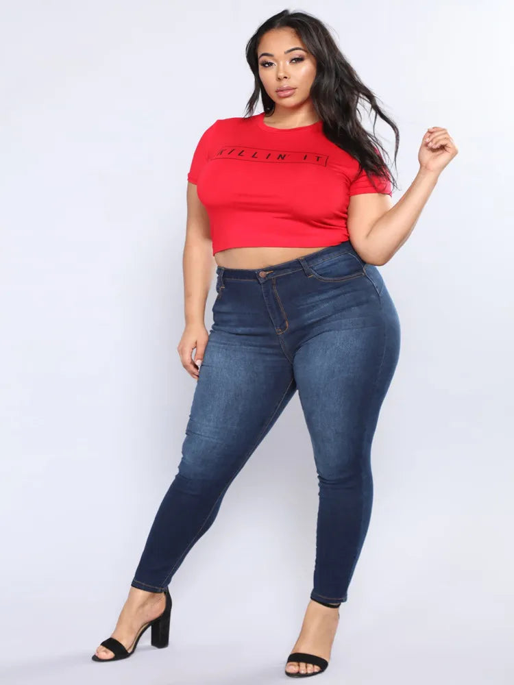 Plus Size Jeans High Waist Stretch Jeans