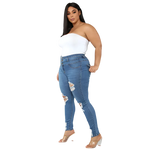 Plus size XL-5XL women's ripped jeans