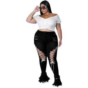 Flared Jeans Bandage High Waist