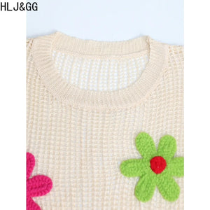 Flower Design Hollow Out Loose Tops