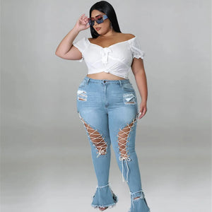 Flared Jeans Bandage High Waist
