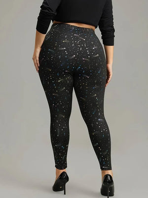 Plus Size Star Print Casual Women Leggings