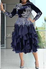 Long Sleeve Rhinestone Dress