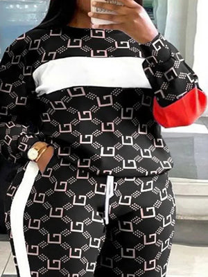 Outifits New Plus Size Geometric Print