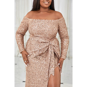 Plus Size Apricot Prom Sequin