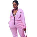 LW Zipper Design Letter Loose Jumpsuit