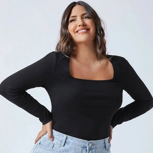 Plus Size Square Neck Elegant Top
