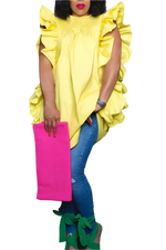 Shirt Ruffle Sleeve Stand Collar