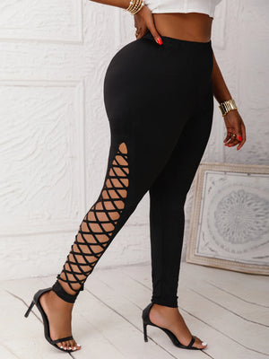 Leggings For Womenwith Lattice Cutouts