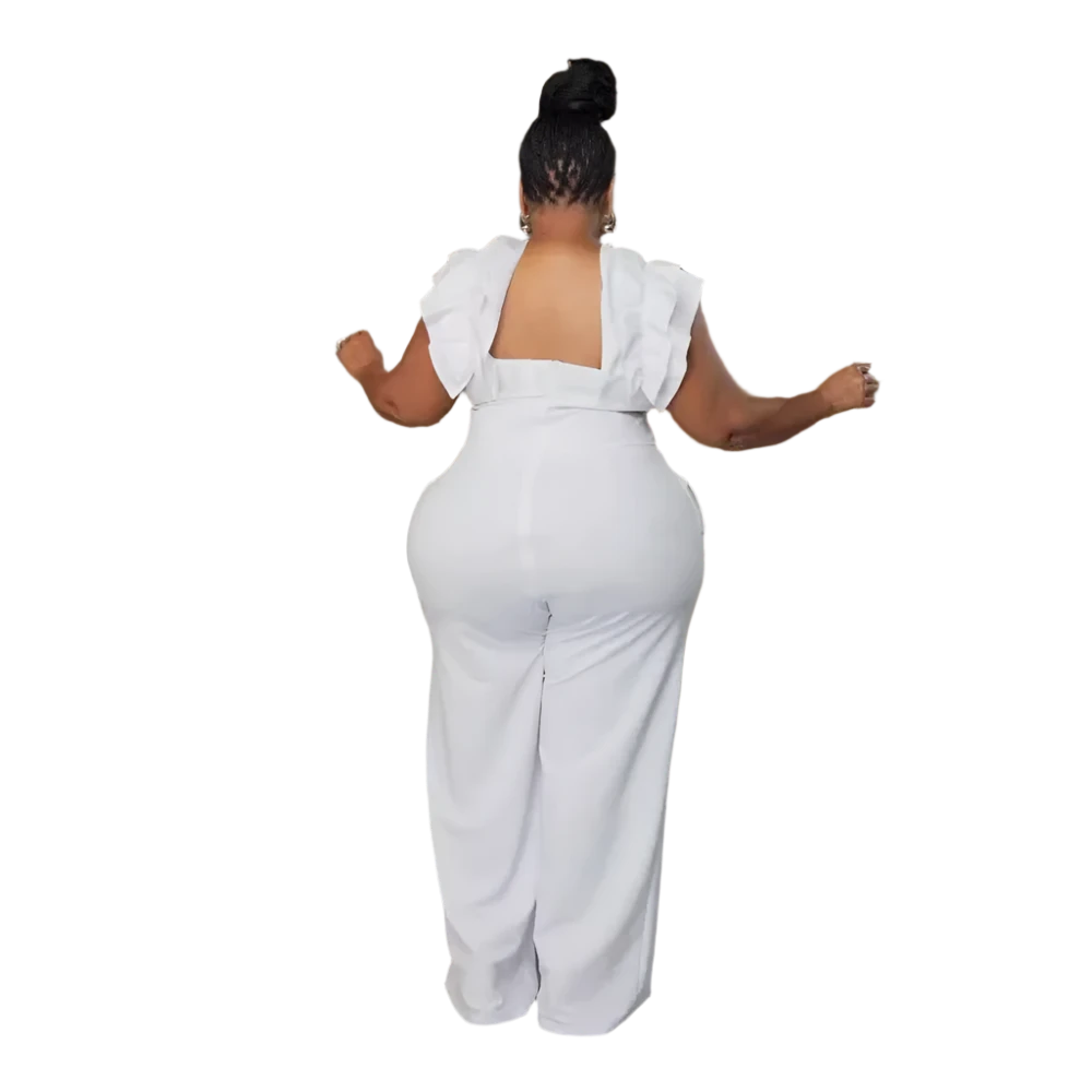 Plus Size Women Ruffle Wide Leg Pants