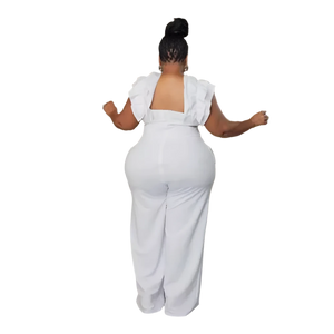 Plus Size Women Ruffle Wide Leg Pants
