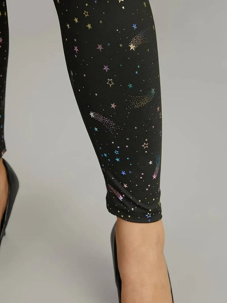 Plus Size Star Print Casual Women Leggings