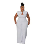 Plus Size Women Ruffle Wide Leg Pants