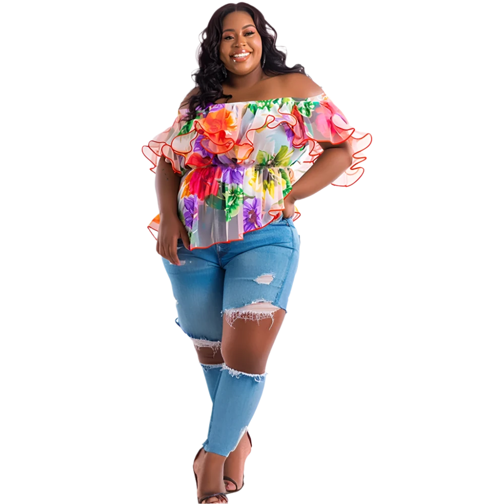 Vacation Multicolor Floral Chiffon Tops
