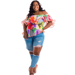 Vacation Multicolor Floral Chiffon Tops