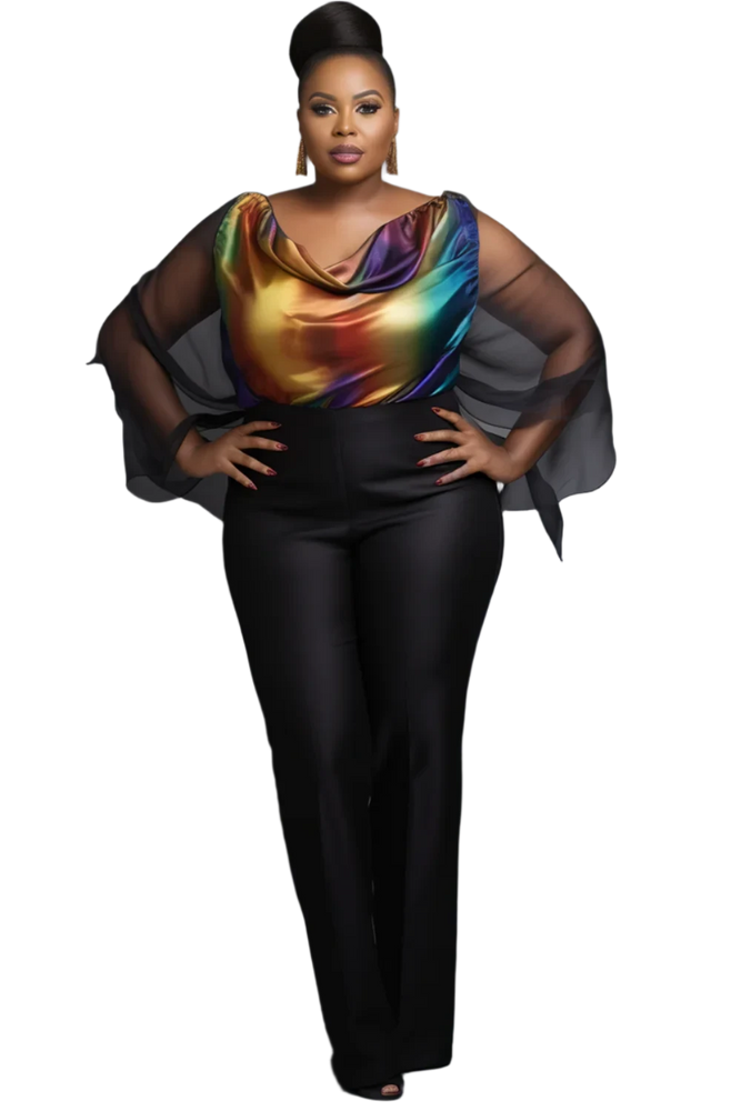 Business Casual Multicolor Chiffon Blouse