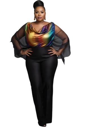 Business Casual Multicolor Chiffon Blouse