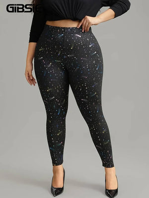 Plus Size Star Print Casual Women Leggings