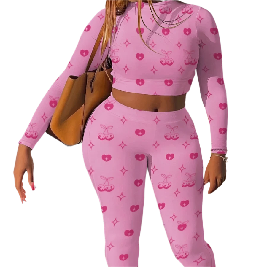 Plus Size Pink Fruit Print