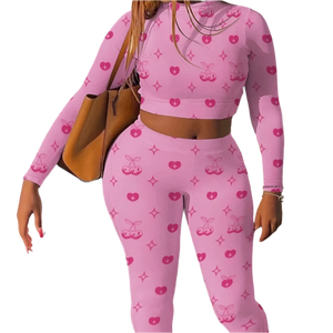 Plus Size Pink Fruit Print