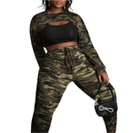 Plus Size Camouflage Print Knot Front Leggings