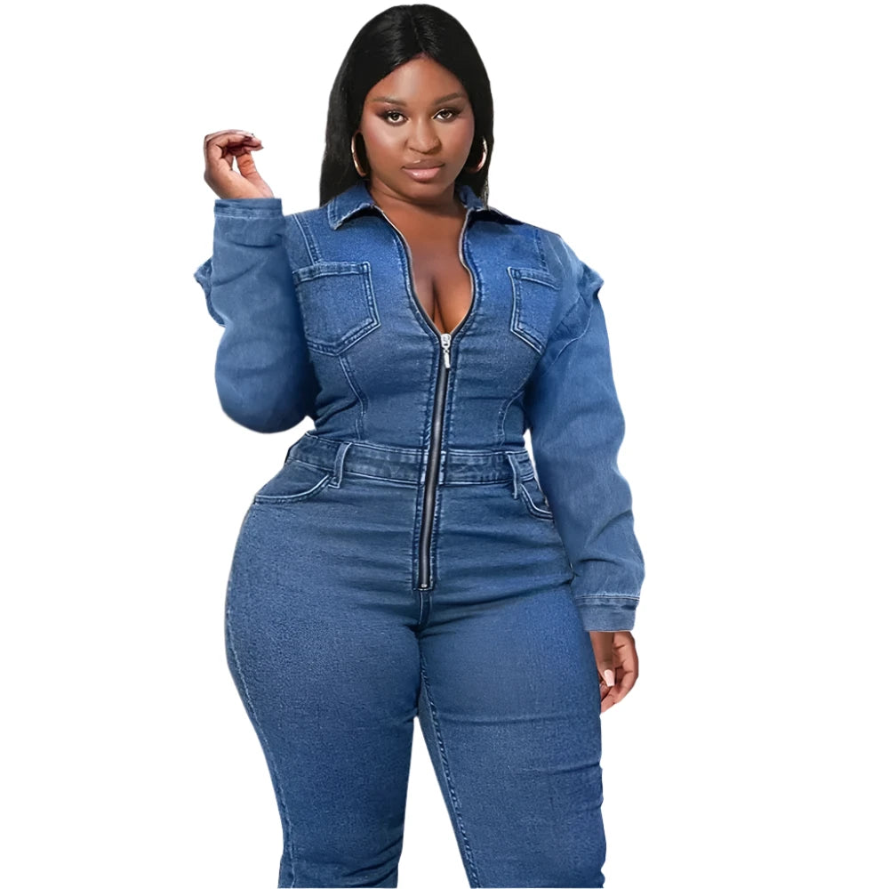 Jumpsuit Blue Long Sleeve Denim