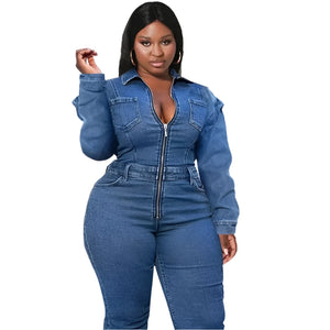 Jumpsuit Blue Long Sleeve Denim