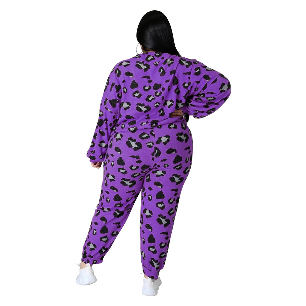 O-Neck Long Sleeve Leopard Print